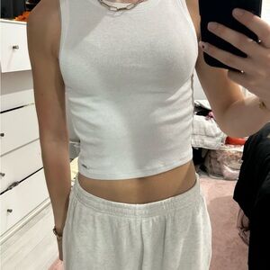 Hollister White Ribbed Tank Top